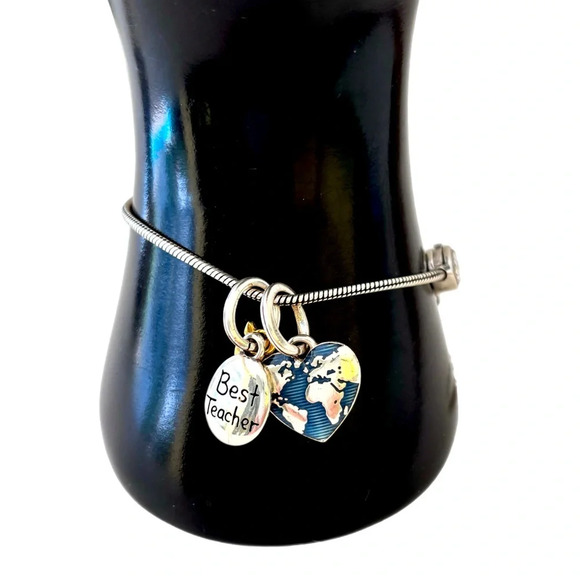Brighton teacher charm bracelet NWT.  Comes with Earth Charm and best teacher. - Picture 1 of 7